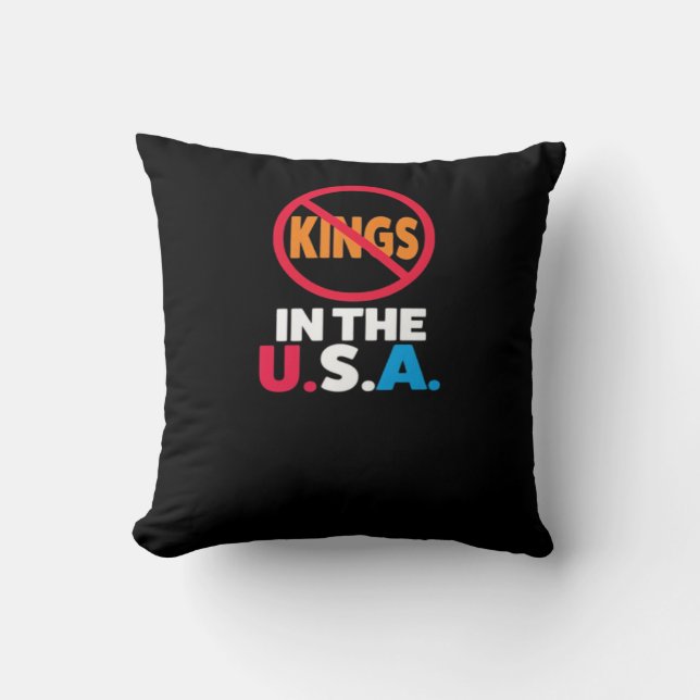 No Kings In The USA Throw Pillow (Front)