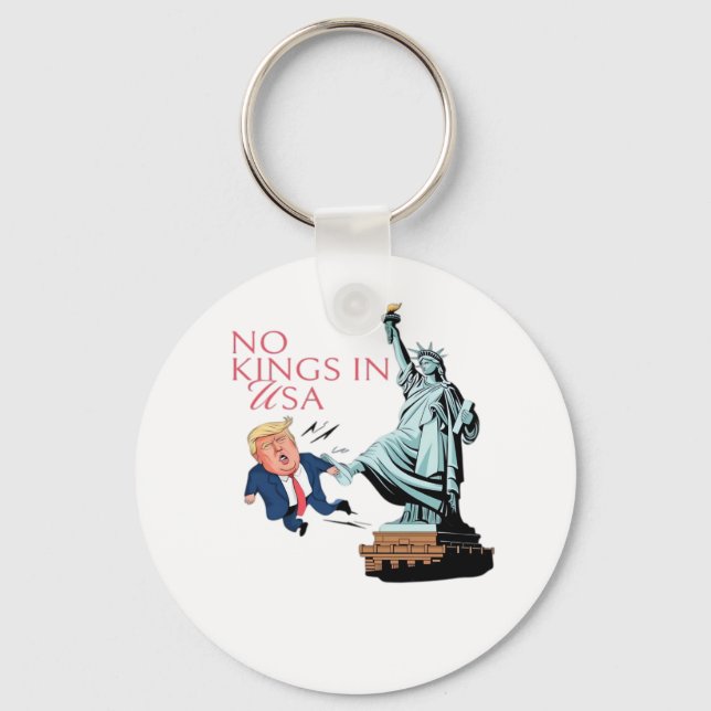 No Kings In USA Statue Of Kicking Out Fump Classic Keychain (Front)