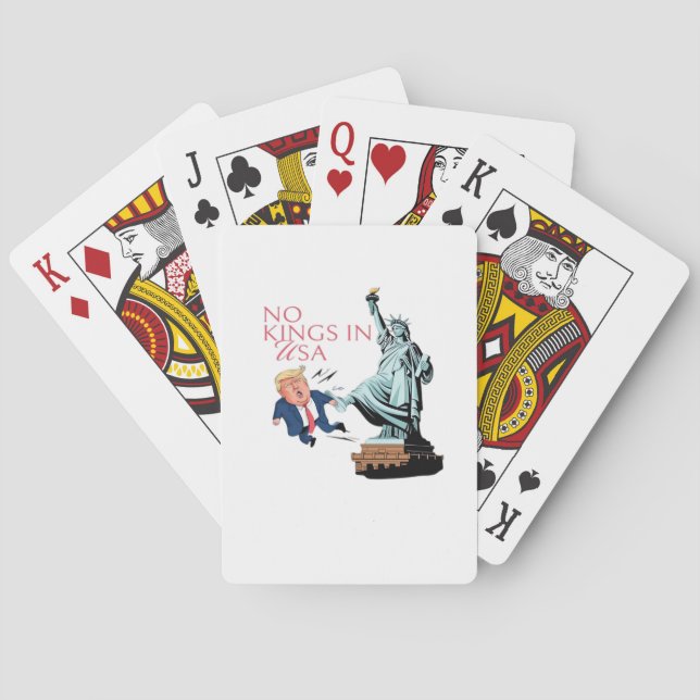 No Kings In USA Statue Of Kicking Out Fump Classic Playing Cards (Back)