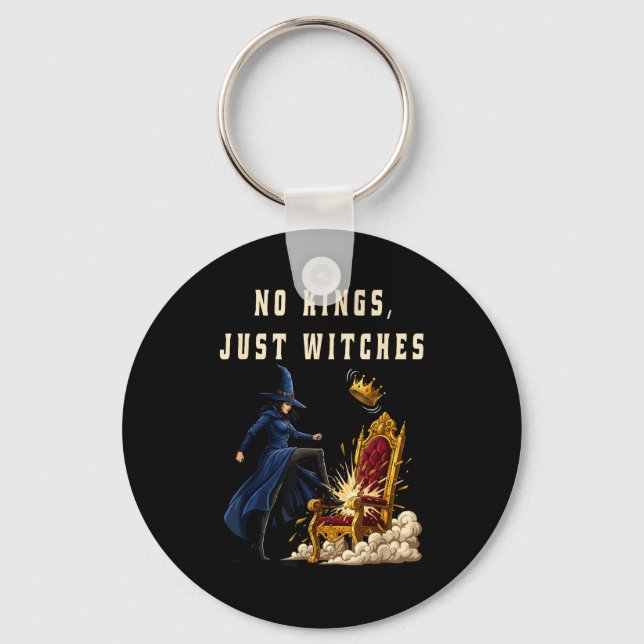 No Kings Just Witches Funny Witchcore Halloween Ar Keychain (Front)
