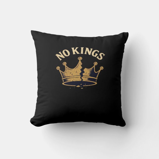 No Kings Minimal Clean Throw Pillow (Front)