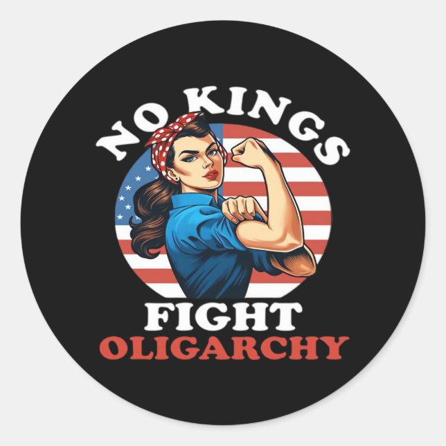No Kings Oligarchy Retro Classic Classic Round Sticker (Front)
