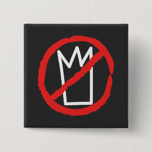 No kings protest crown logo 2 inch square button