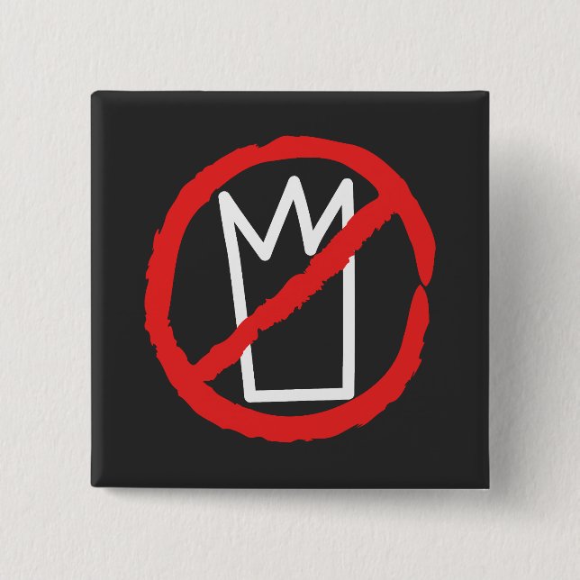 No kings protest crown logo 2 inch square button (Front)