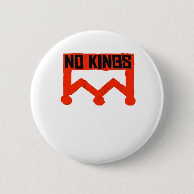 No Kings Protest Graphic Grunge Crown  American Cl 2 Inch Round Button (Front)