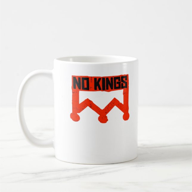 No Kings Protest Graphic Grunge Crown  American Cl Coffee Mug (Left)