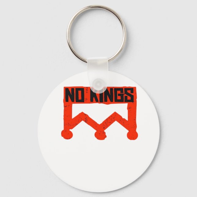 No Kings Protest Graphic Grunge Crown  American Cl Keychain (Front)
