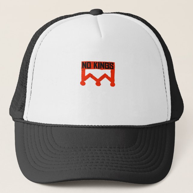 No Kings Protest Graphic Grunge Crown  American Cl Trucker Hat (Front)