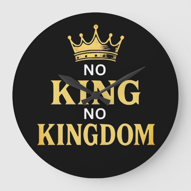 No Kings Protest Sign Vertical 2025 Large Clock (Front)