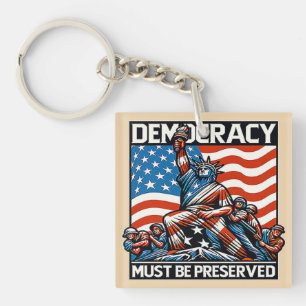 No Kings Save Democracy  Keychain