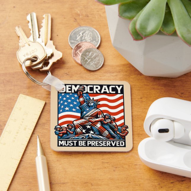 No Kings Save Democracy  Keychain (Desk)