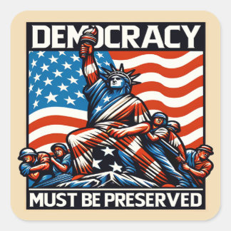 No Kings Save Democracy Square Sticker