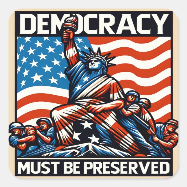 No Kings Save Democracy  Square Sticker (Front)