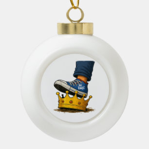 No Kings Shoe On Crown Ceramic Ball Christmas Ornament