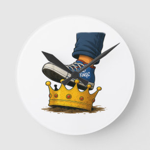 No Kings Shoe On Crown Round Clock
