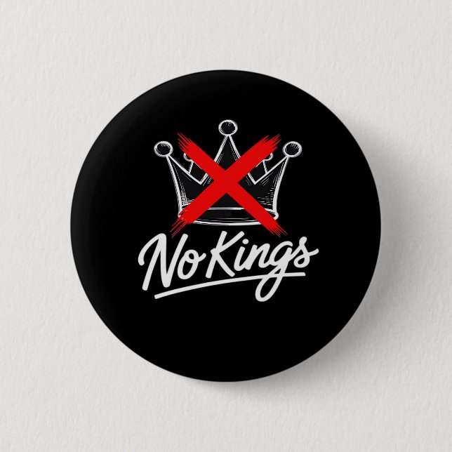 No Kings Simple Crown Artistic Design 2 Inch Round Button (Front)