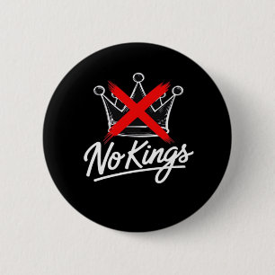 No Kings Simple Crown With Cross Artistic Design 2 Inch Round Button