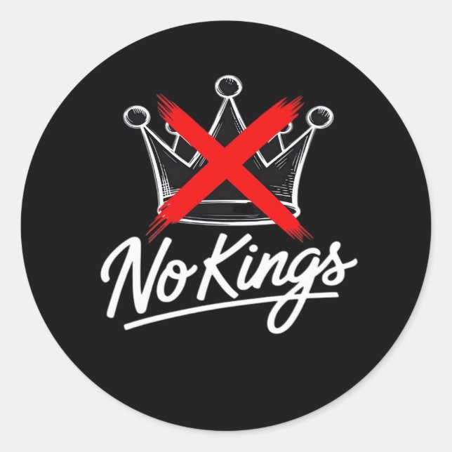 No Kings Simple Crown With Cross Artistic Design Classic Round Sticker (Front)