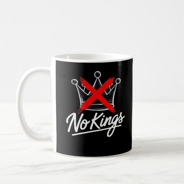 No Kings Simple Crown With Cross Artistic Design Coffee Mug (Left)