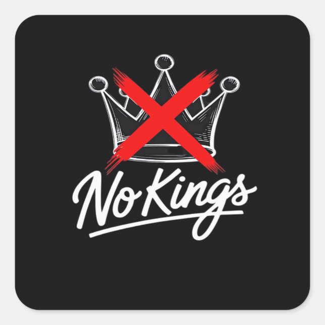 No Kings Simple Crown With Cross Artistic Design Square Sticker (Front)