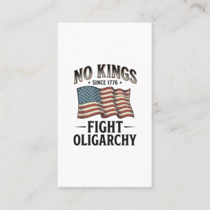 No Kings Since 1776 Fight Oligarchy Vintage Design Business Card