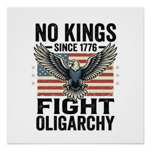 No Kings Since 1776 Patriotic Eagle Vintage Shirt  Poster