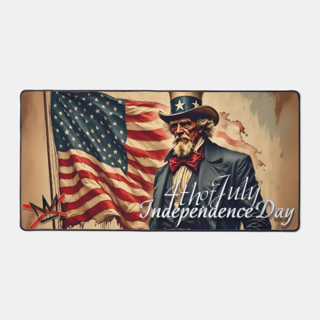 No Kings Uncle Sam Independence Day Art Desk Mat (Front)