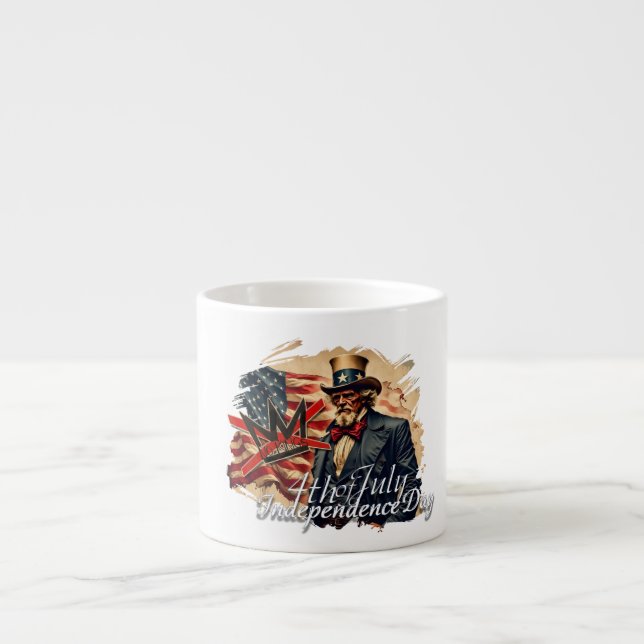 No Kings Uncle Sam Independence Day Art Espresso Cup (Front)