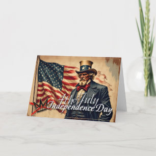 No Kings Uncle Sam Independence Day Art Thank You Card
