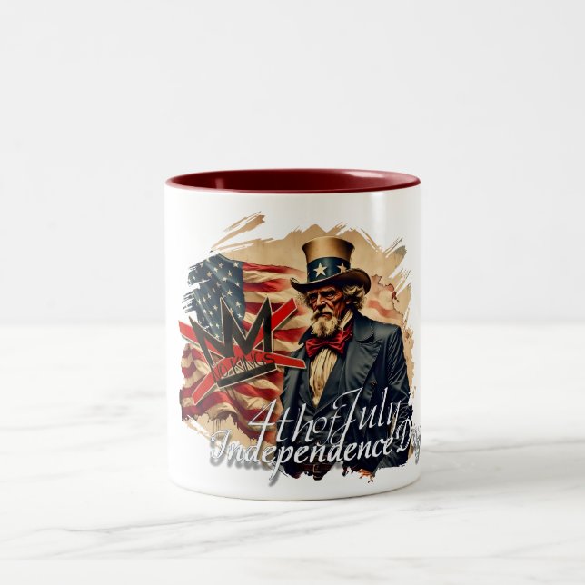 No Kings Uncle Sam Independence Day Art Two-Tone Coffee Mug (Center)