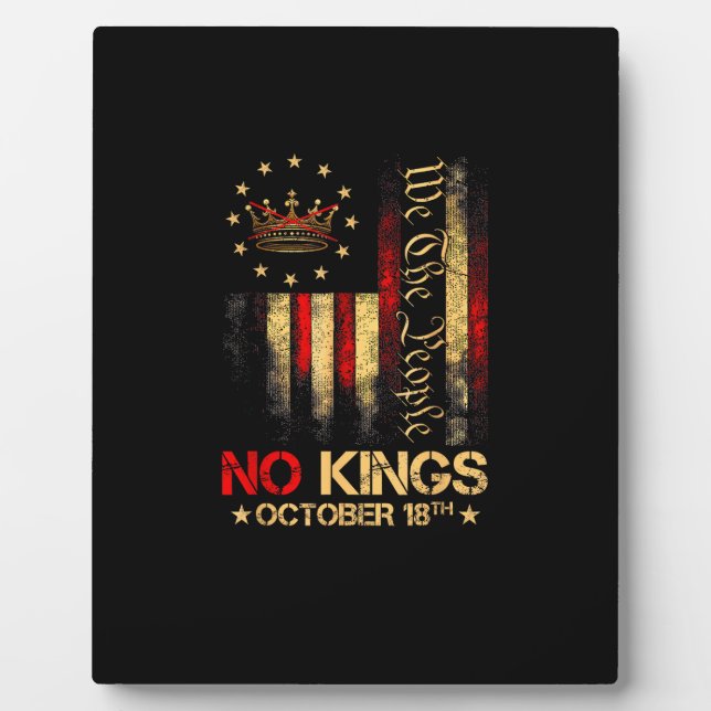 No Kings Vintage America Flag 1776 Plaque (Front)