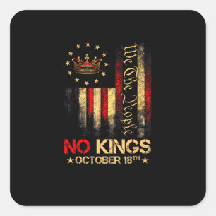 No Kings Vintage America Flag 1776 Square Sticker