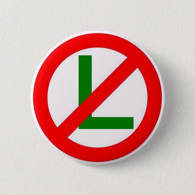 "No L" (Noel) 2 Inch Round Button (Front)