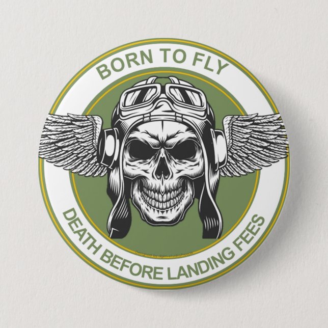 No Landing Fees 3 Inch Round Button (Front)
