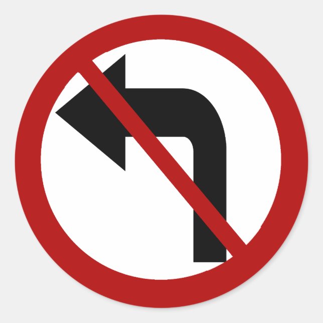 No Left Turn Sticker (Front)