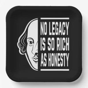 No Legacy Is So Rich Shakespeare Quote Thespian Paper Plate