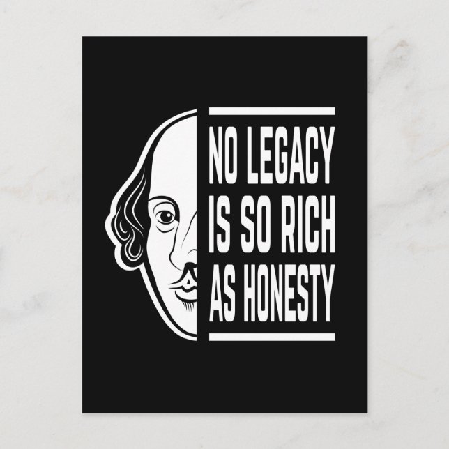 No Legacy Is So Rich Shakespeare Quote Thespian Postcard (Front)