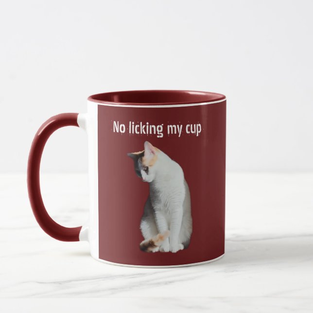 No Licking My Cup Funny Cat Mug (Gauche)