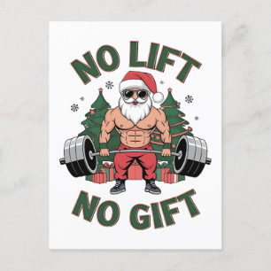 No Lift No Gift Funny Santa Claus Gym Fitness  Holiday Postcard
