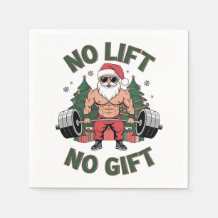 No Lift No Gift Funny Santa Claus Gym Fitness  Napkin