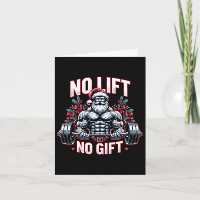 No Lift No Gift Santa Claus Christmas Gym Bodybuil Card (Front)