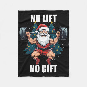 No Lift No Gift Santa Claus Christmas Gym Bodybuil Fleece Blanket