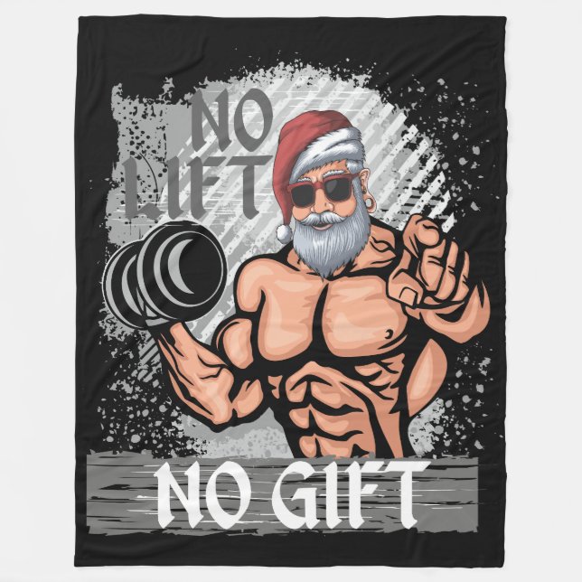 No Lift No Gift Santa Claus Gym Fleece Blanket (Front)