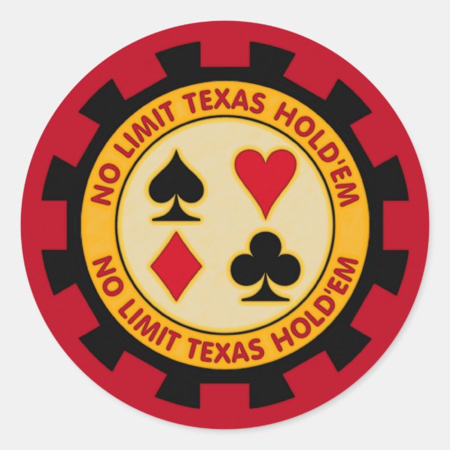 No Limit Texas Hold'em Poker Chip Classic Round Sticker (Front)