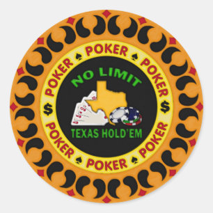 No Limit Texas Hold'em Poker Chip Classic Round Sticker
