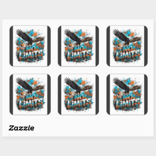 No Limits Eagle Graphic T-Shirt   Motivational Wil Square Sticker
