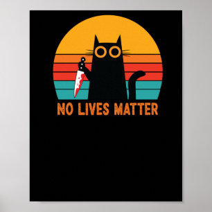 No Lives - Funny Halloween Cat Sticker Poster