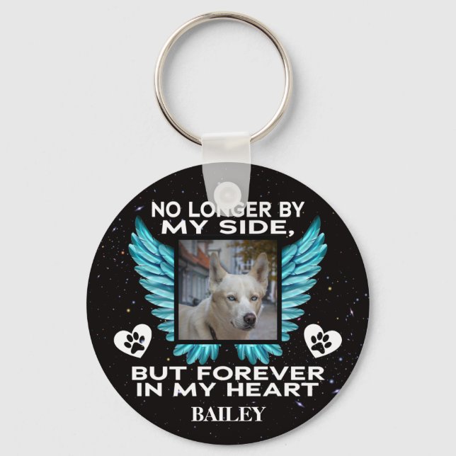 No Longer by My Side, Dog Memorial – Custom Photo Keychain (Front)