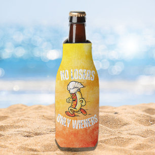 No Losers Only Wieners Funny Hotdog Pun Bottle Cooler