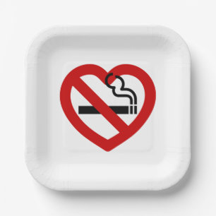 No Love For Smoking Sign Paper Plate